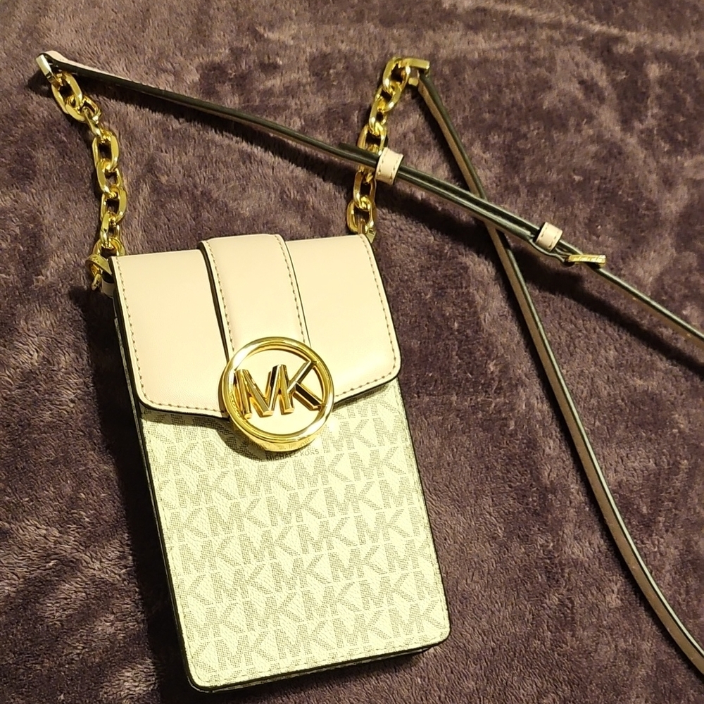 Michael Kors Beige and Gold Crossbody Bag